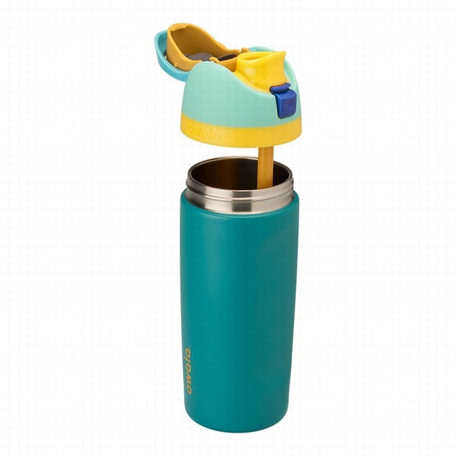 garrafas de água owala freesip de 473ml 16oz para crianças cor verde.