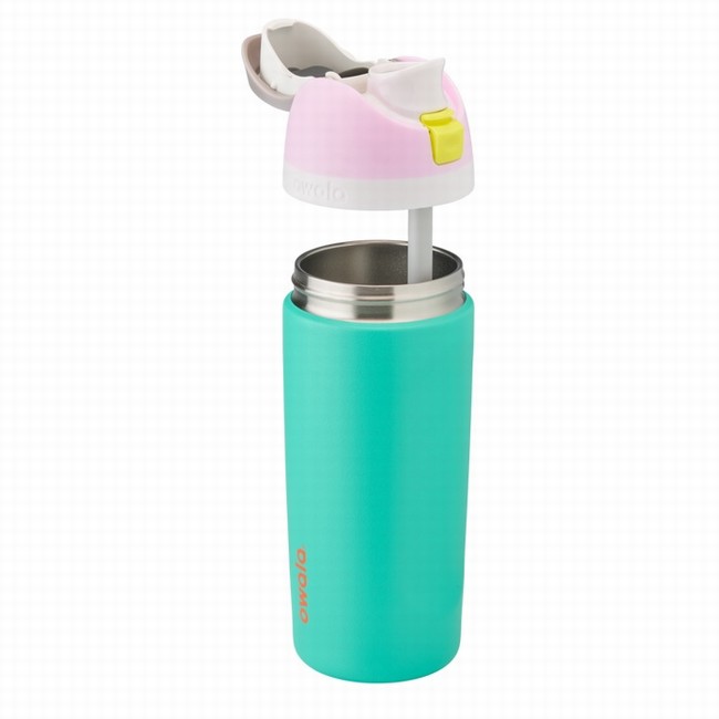 garrafas de água owala freesip de 473ml 16oz para crianças cor verde.