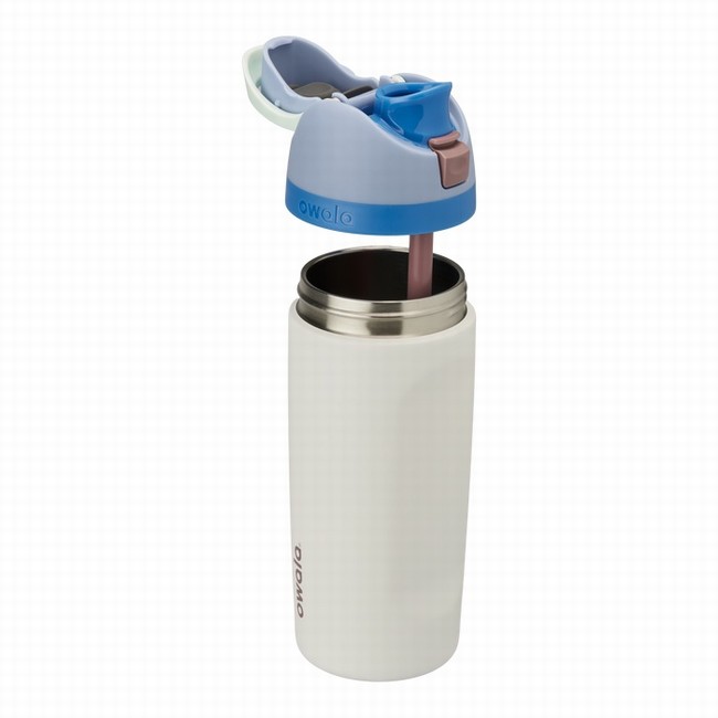 garrafas de água owala freesip de 473ml 16oz para crianças brancas.