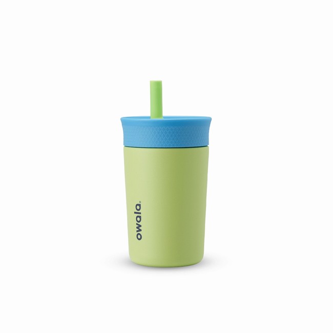 garrafa térmica infantil owala de 350ml 12oz na cor verde