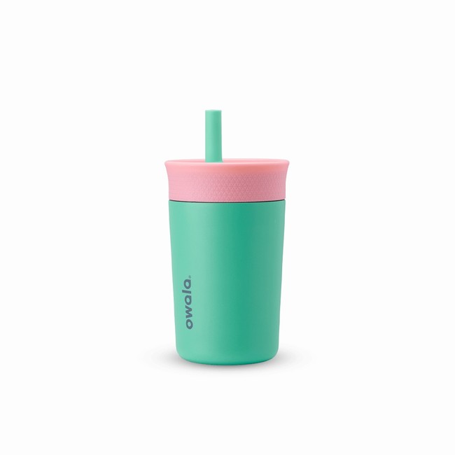 garrafa térmica infantil owala de 350ml 12oz na cor verde