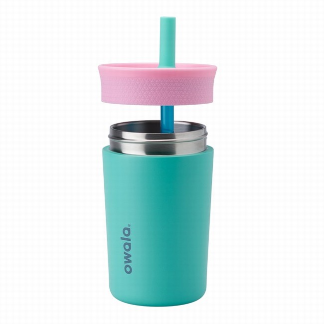 garrafa térmica infantil owala de 350ml 12oz na cor verde